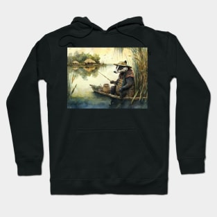 Funny Badger Fishing On A Lake Hoodie